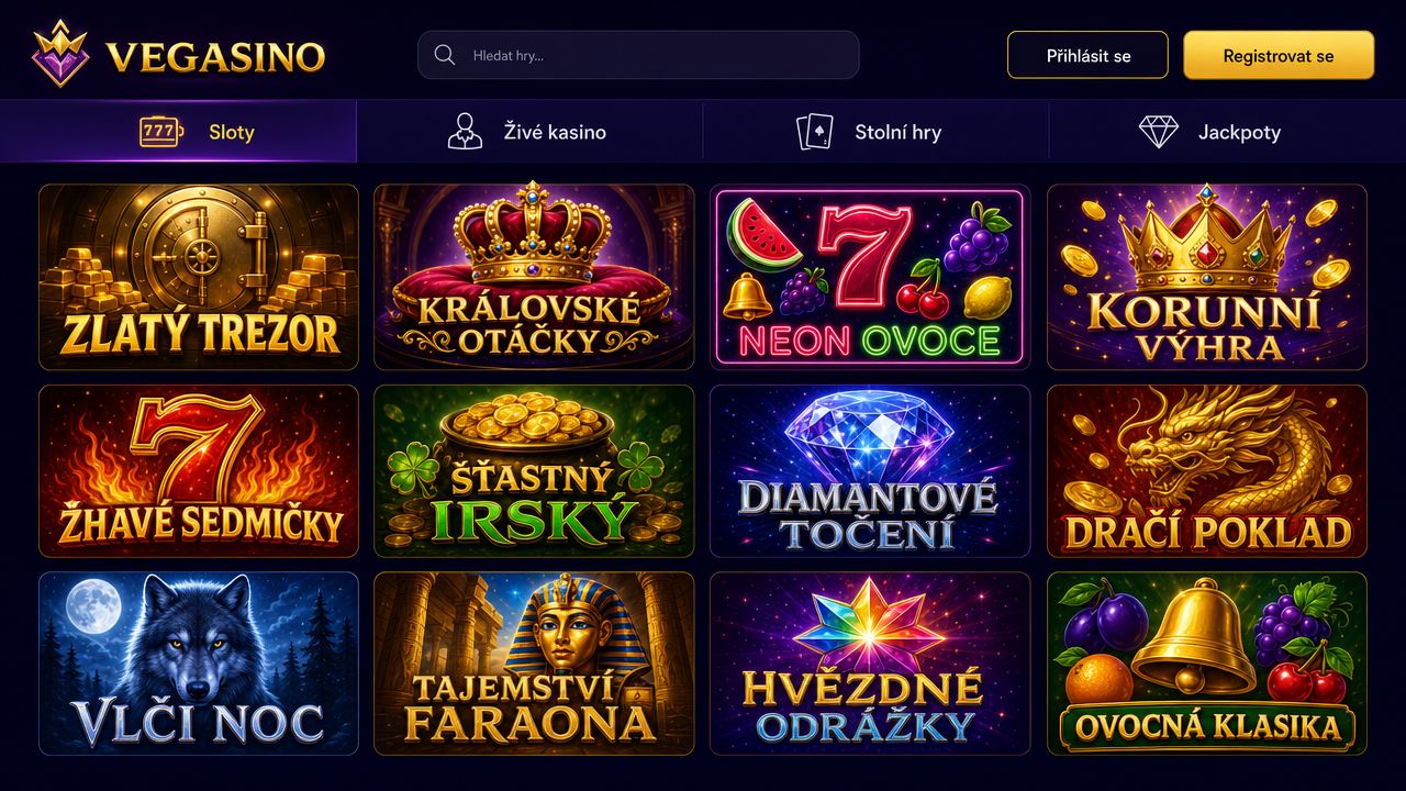 Snímek obrazovky kasina Vegasino